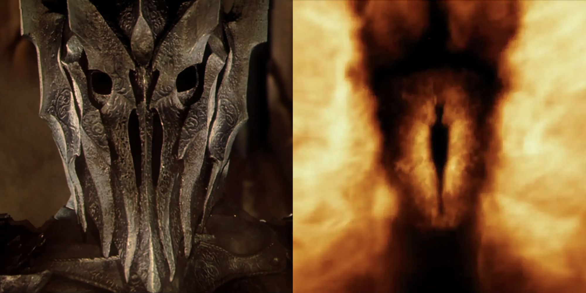 LOTR split image of Sauron and Necromancer