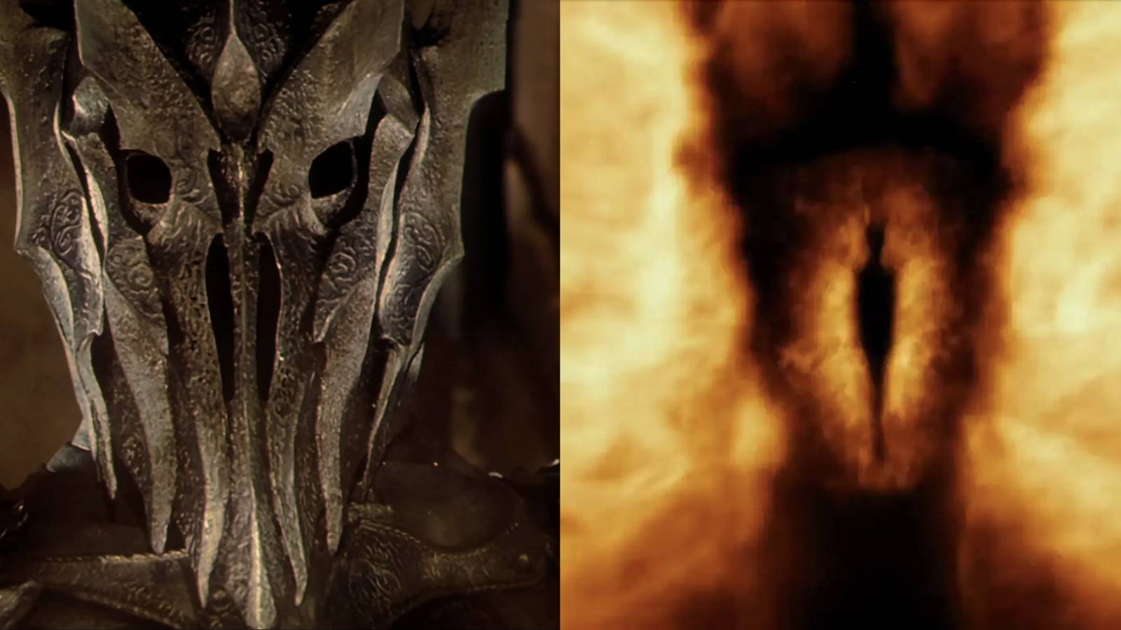 LOTR split image of Sauron and Necromancer