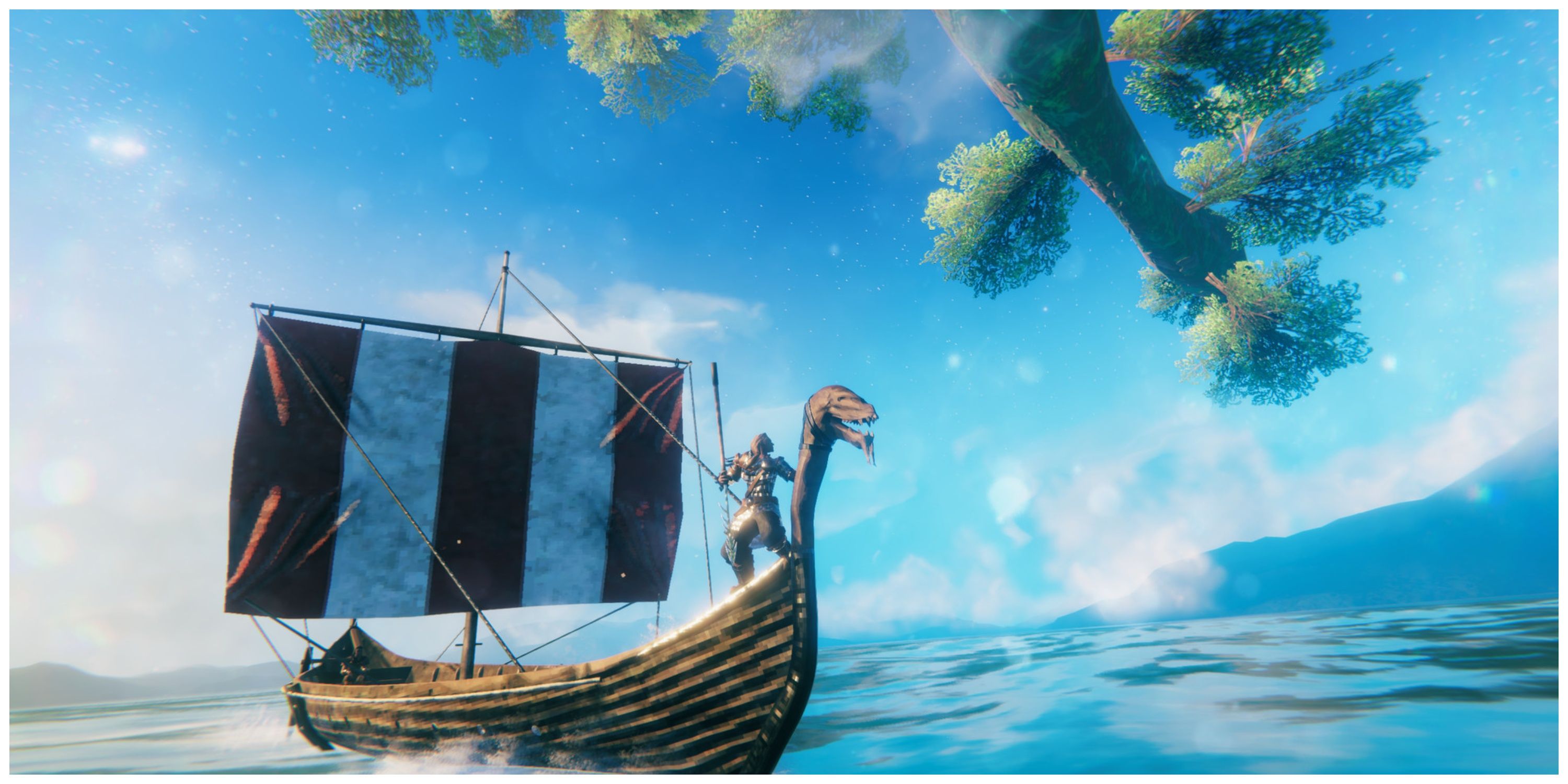 Valheim - Steam Store Page Screenshot (Players Sailing In A Small Boat)