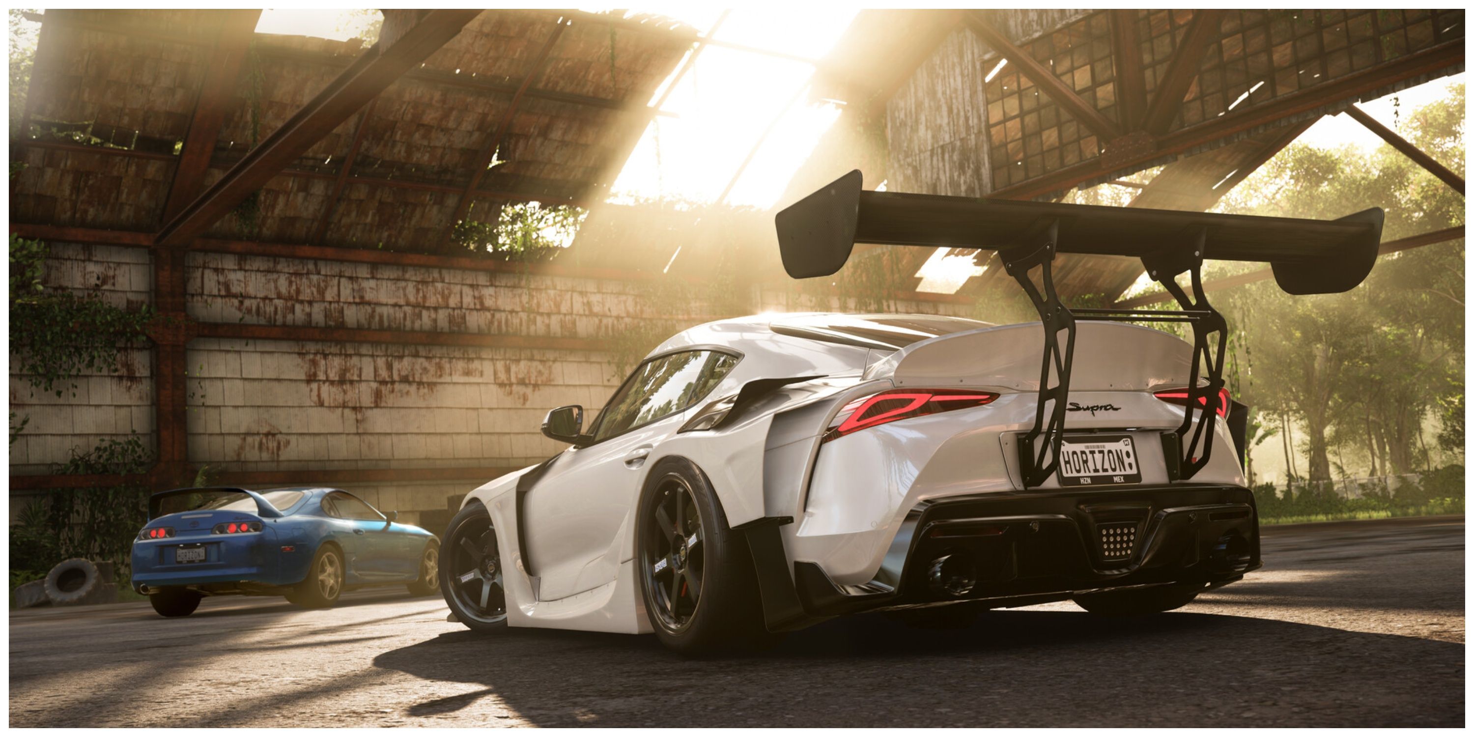 Forza Horizon 5 - A White Car In A Rundown Warehouse