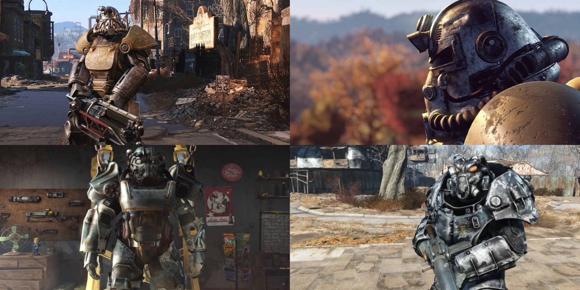 A split image of the best Power Armor in Fallout 4
