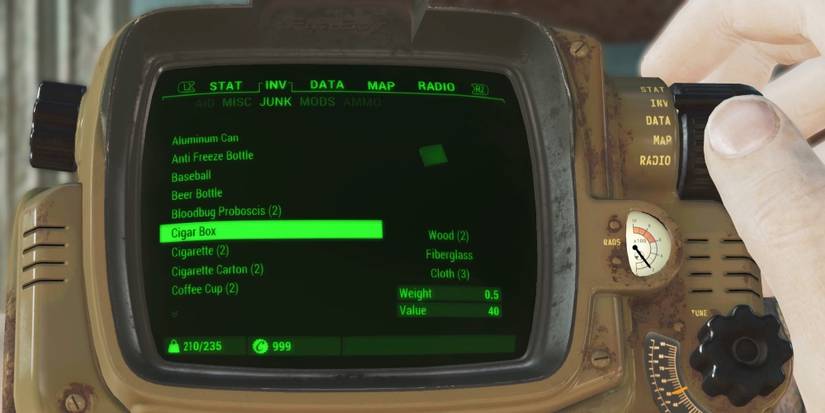 Fallout 4: 7 Best Items To Sell To Merchants Junk Items on a pip-boy screen