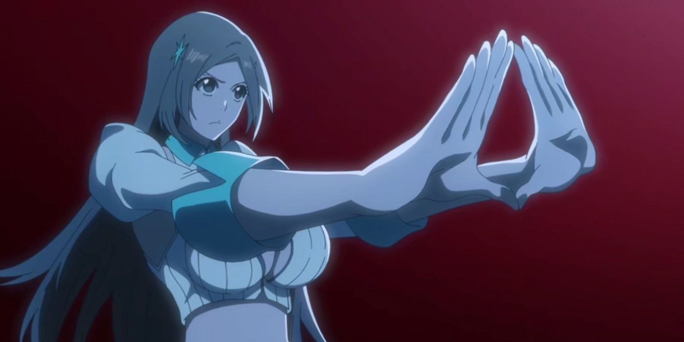 Orihime preparing to use her powers in the Soul Society in Bleach; The Thousand-Year Blood War