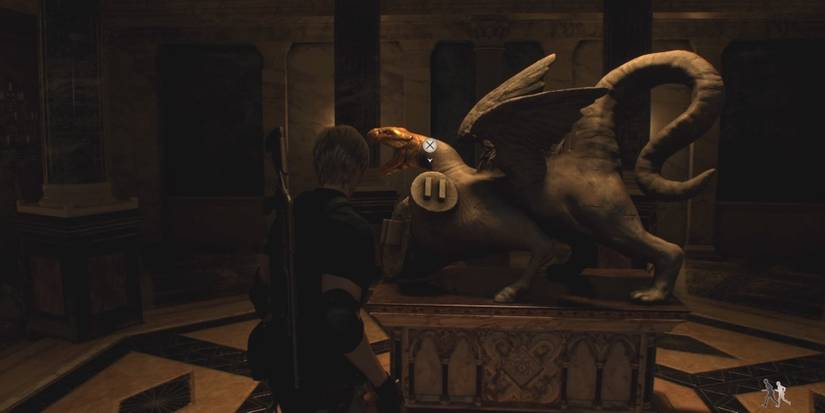 8 Horror Franchises With The Most Games Resident Evil 4 Leon looking at missing puzzle pieces