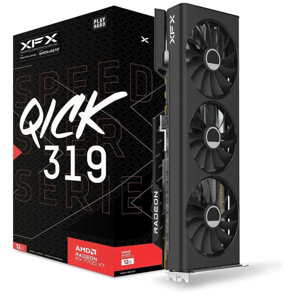 XFX Speedster QICK 319 Radeon RX 7700 XT Black Edition graphics card AMD