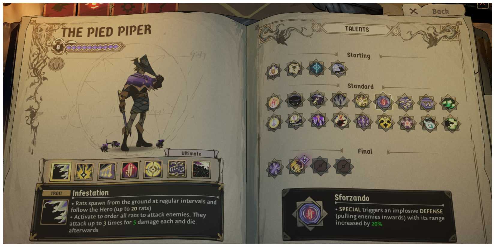 Ravenswatch - Pied Piper's Talent Page