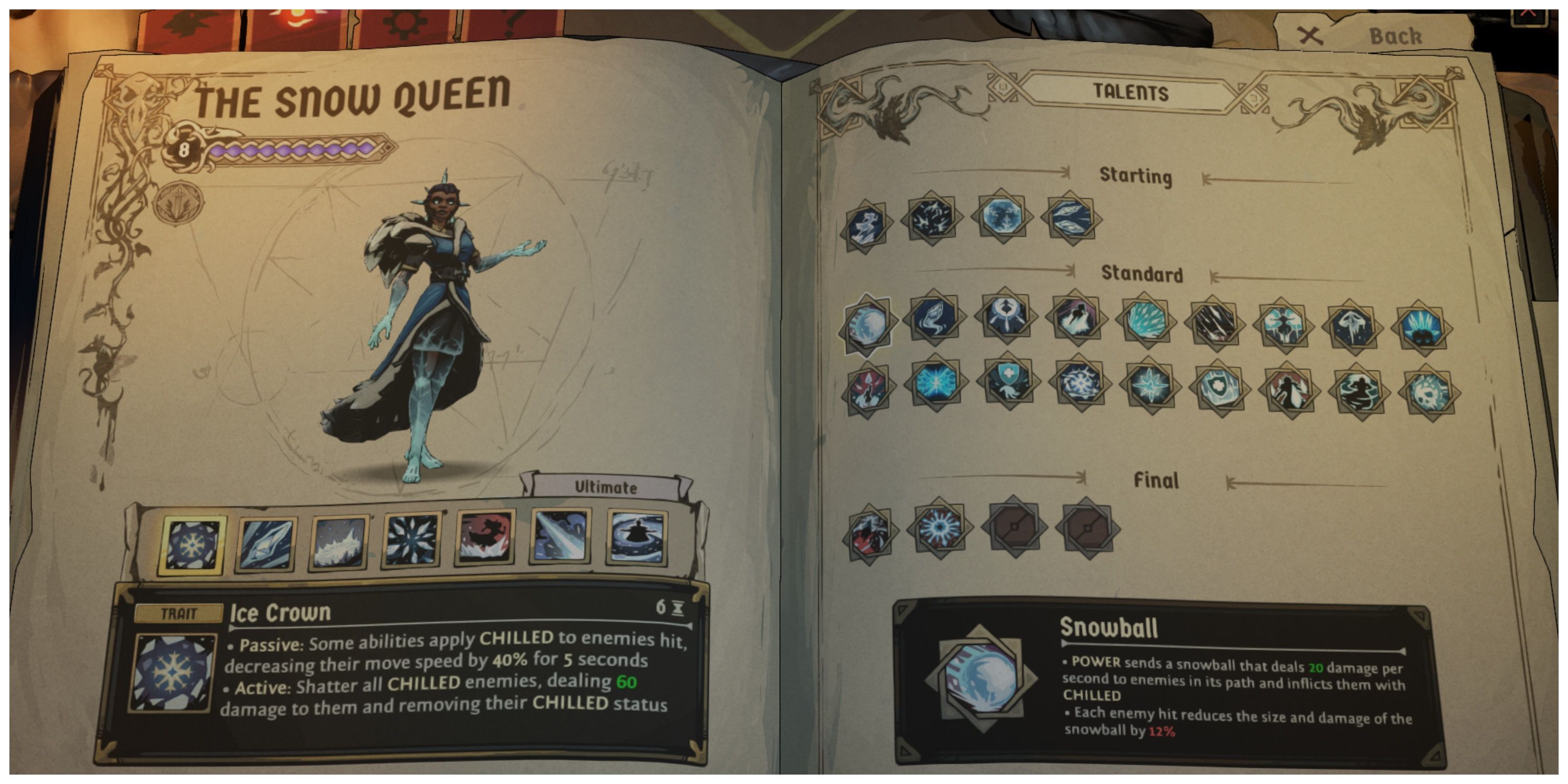 Ravenswatch - Snow Queen's Talent Page