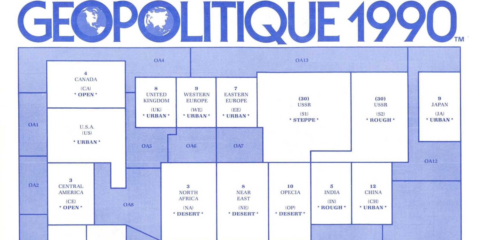 Modern Grand Strategy Games- Geopolitique 1990