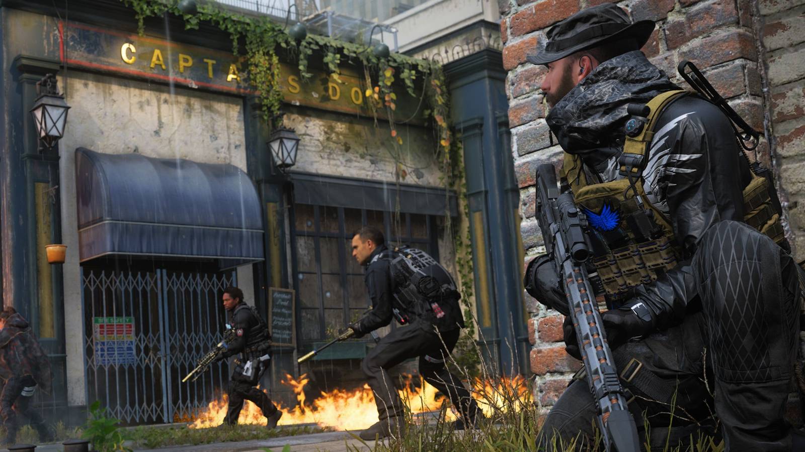 four call of duty characters holding guns