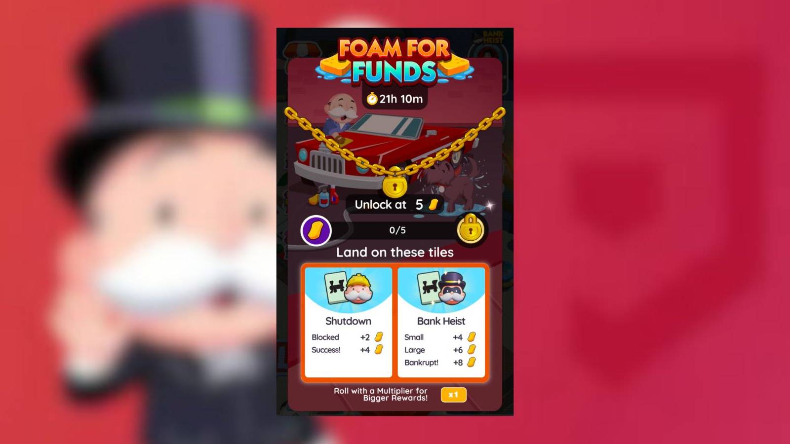 monopoly go foam for funds rewards