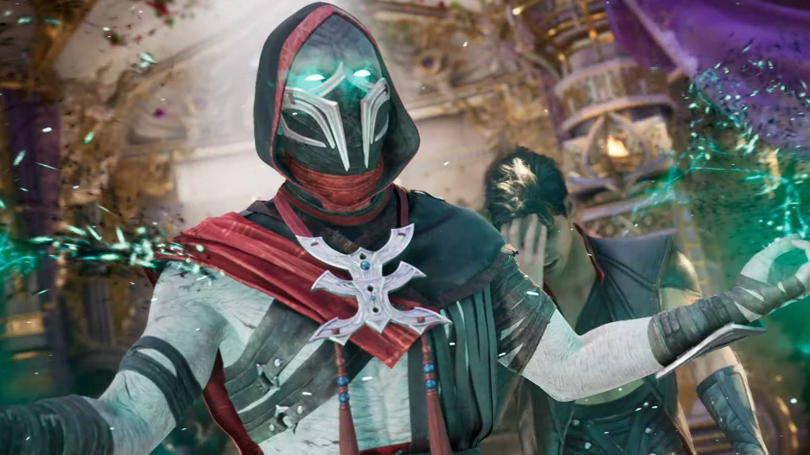 A screenshot of Ermac getting ready for a match in Mortal Kombat 1.