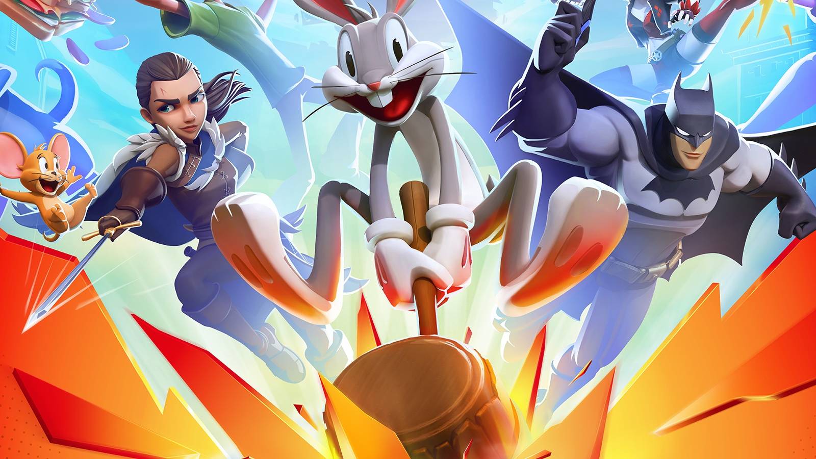 multiversus characters bugs bunny, batman, and arya stark