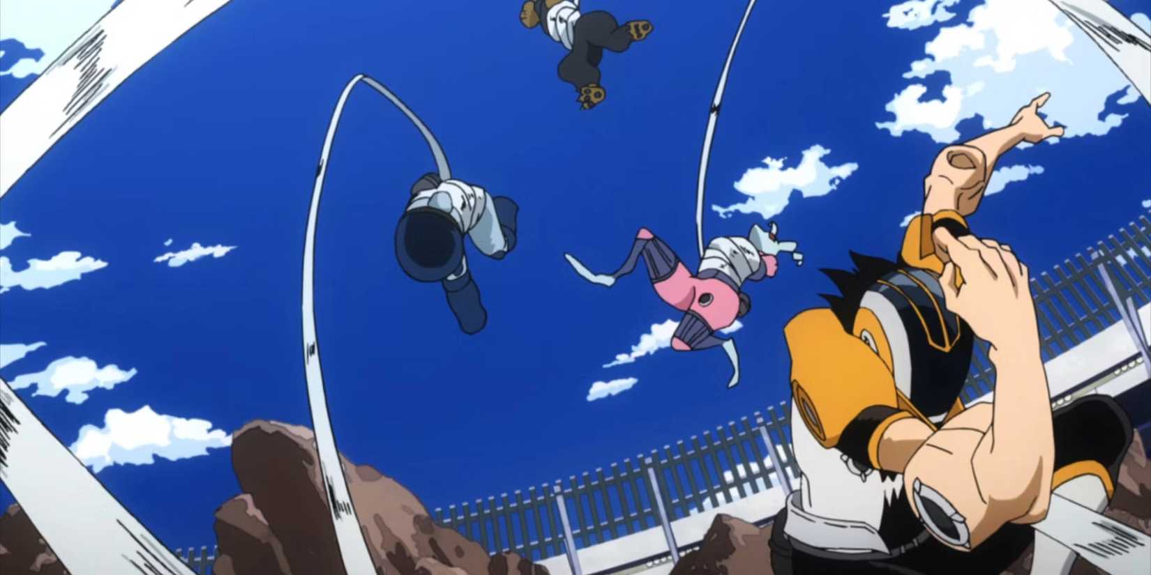 Hanta Sero using Tape quirk in My Hero Academia