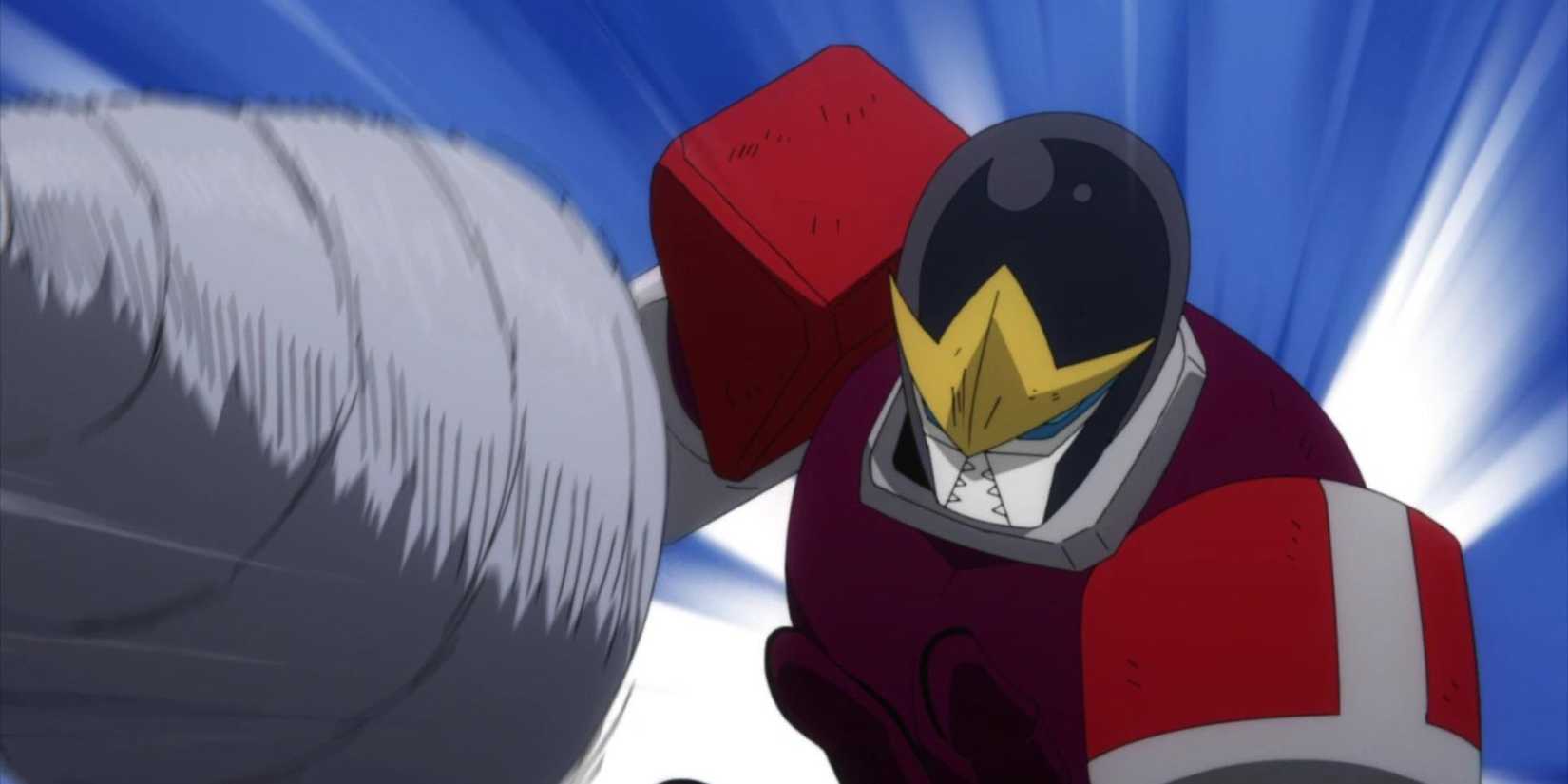 Master Driller fighting against a Nomu in My Hero Academia