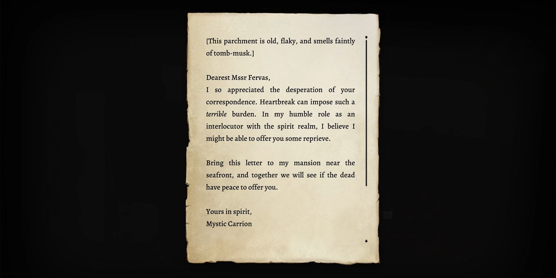 mystic carrion letter to oskar in baldurs gate 3