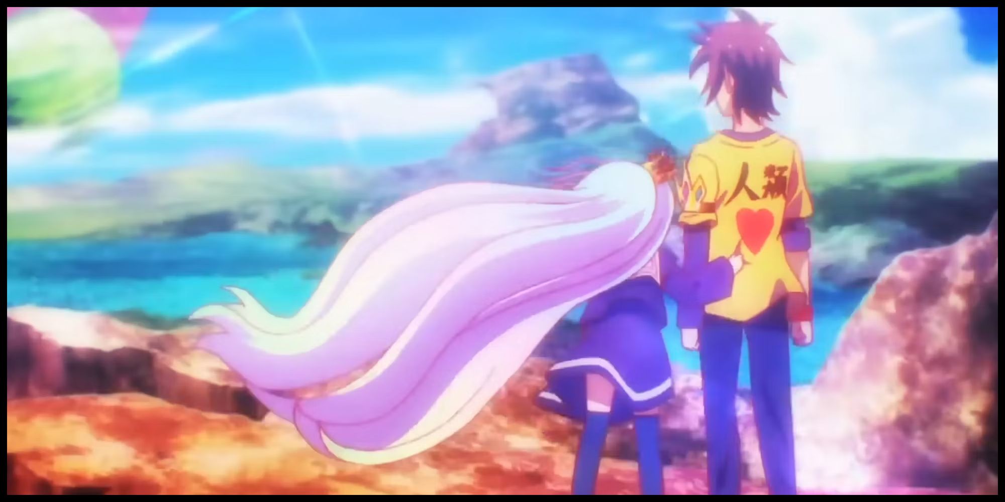 No Game No Life - Sora And Shiro Overlooking Their New World Called Disboard