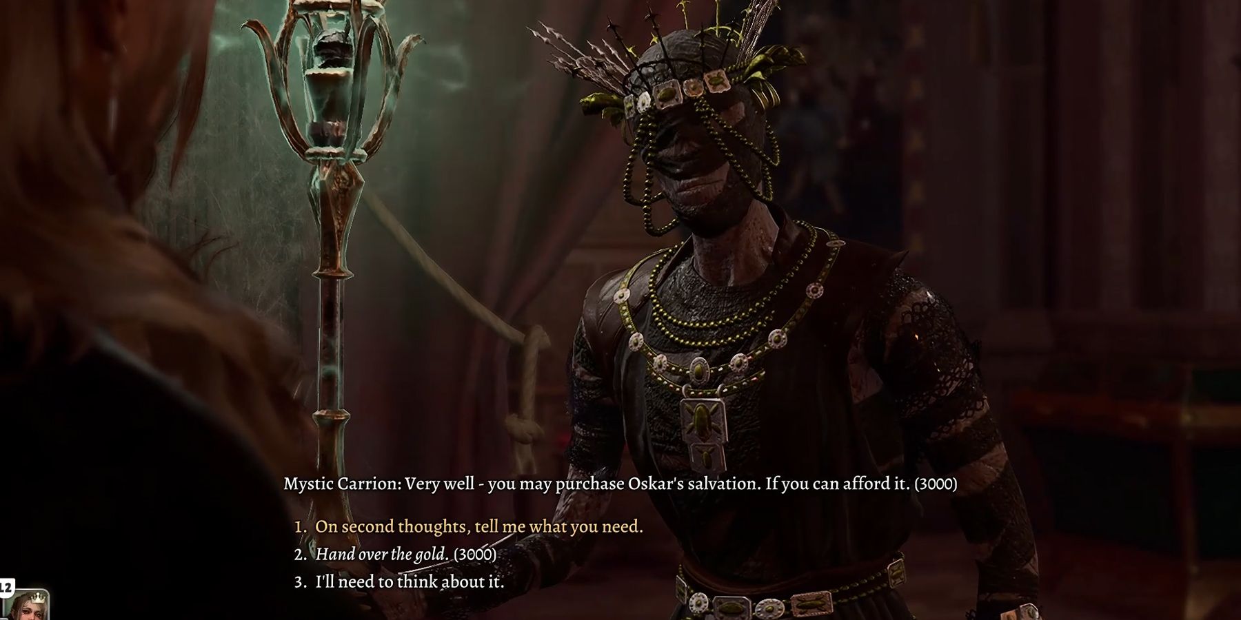 offer gold to mystic carrion in baldurs gate 3