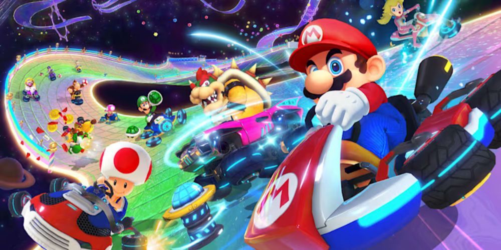 Official promotional art of the Booster Course Pass in Mario Kart 8 Deluxe