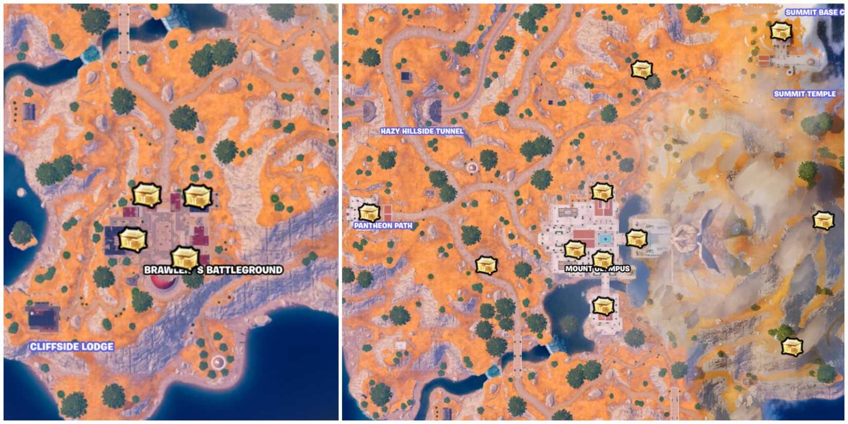 map with olympus chests marked on them