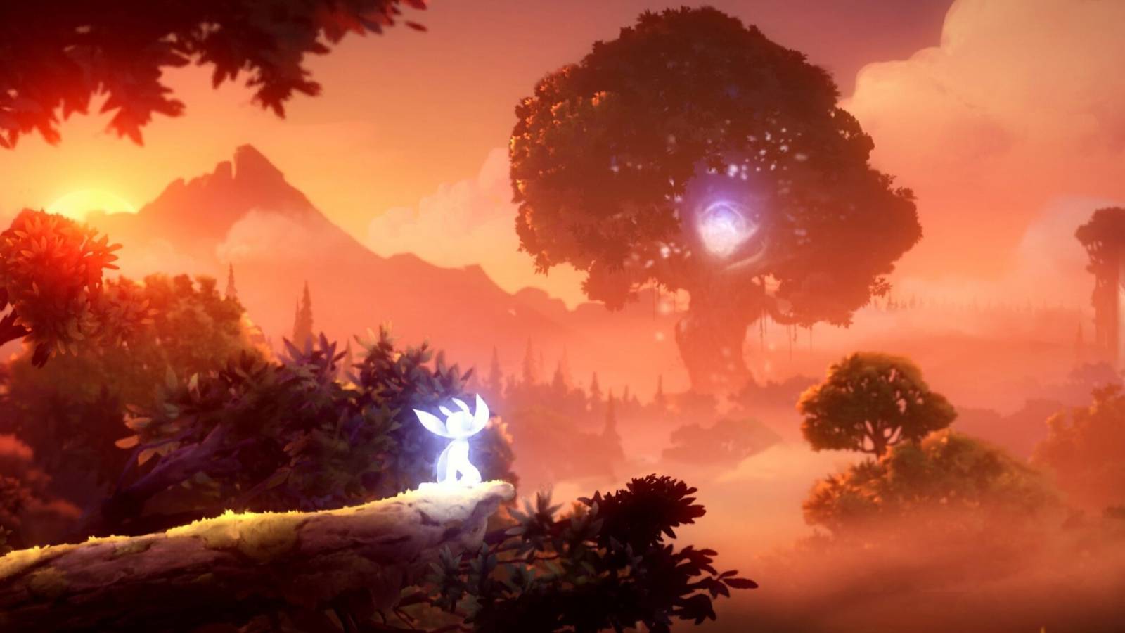 Ori looking over a pretty orange vista