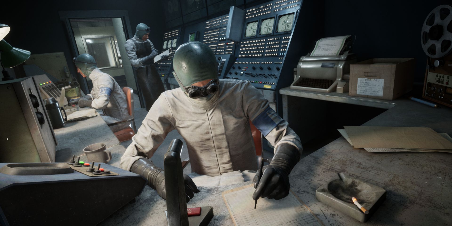 scientists in white coats from the outlast trials