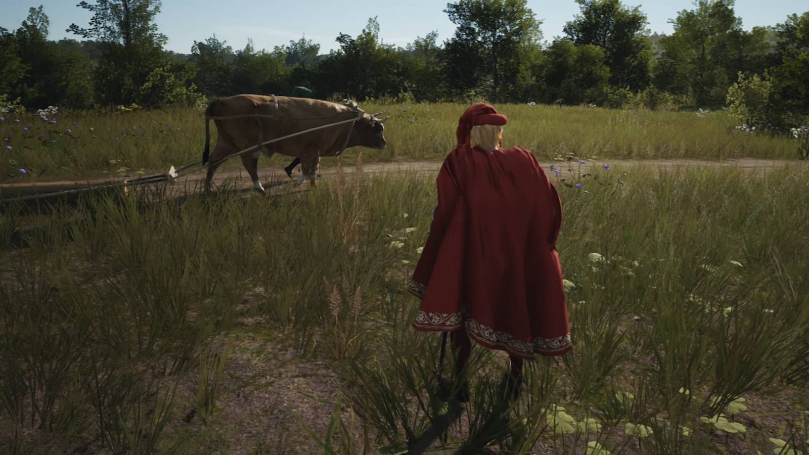 An Ox walking in Manor Lords