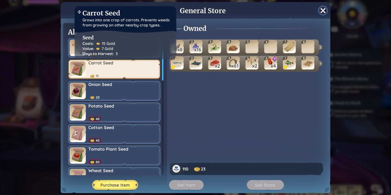 Palia Purchase Crop Seeds