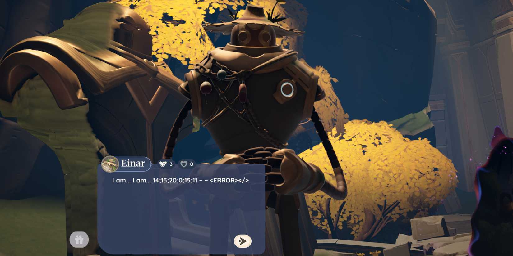 Einar being reset in the Temple of the Roots