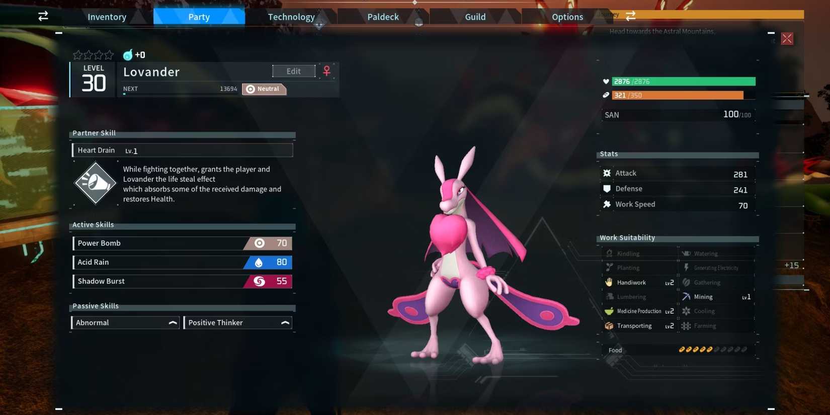 Palworld  - Lovander Work skills