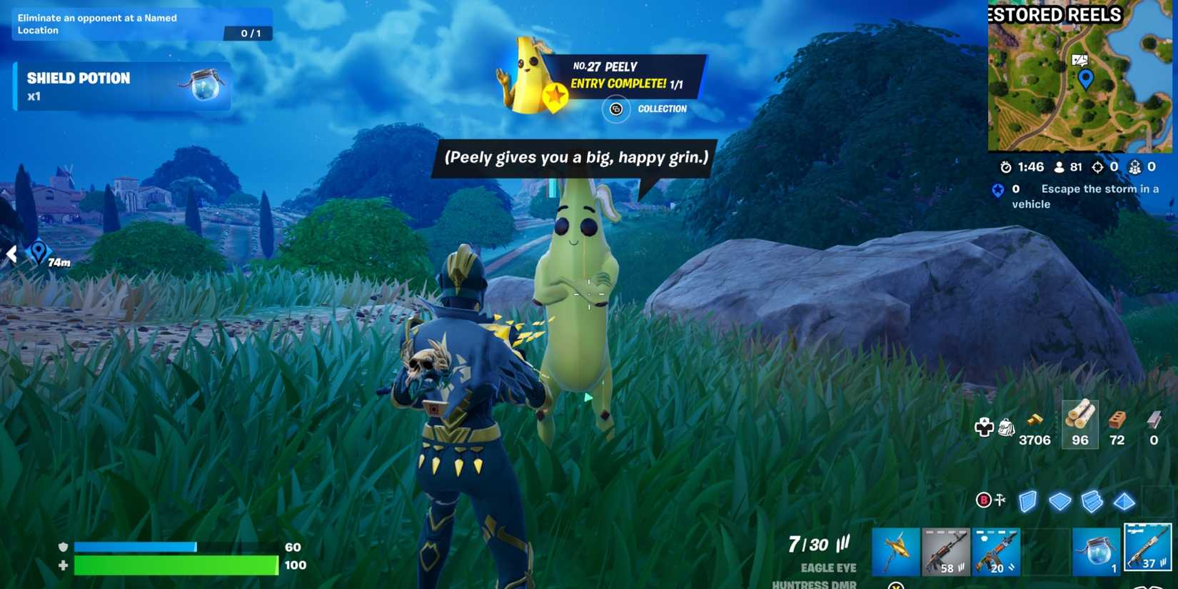 finding peely npc near restored reels