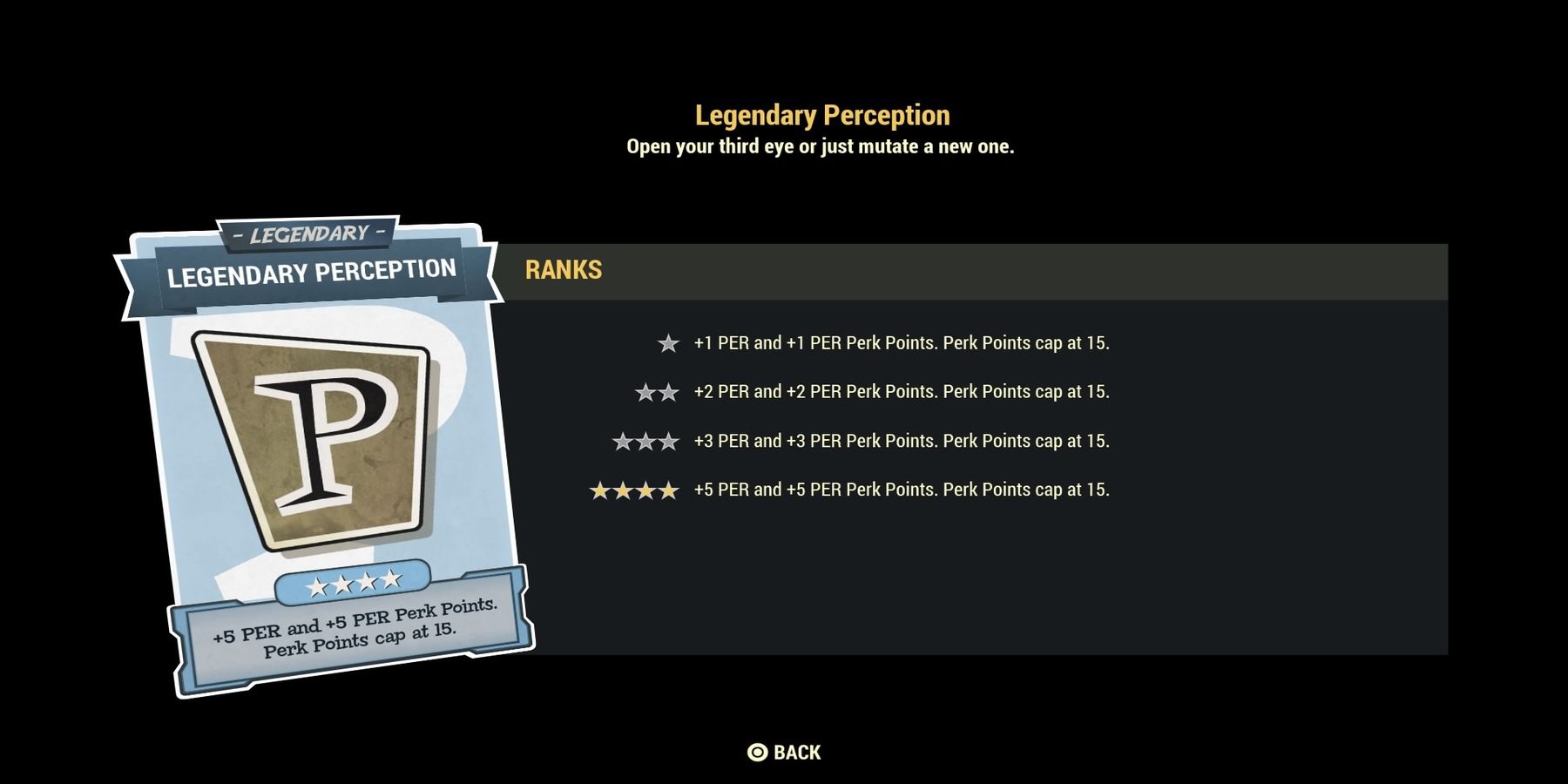 Perception Legendary Perk Card in Fallout 76