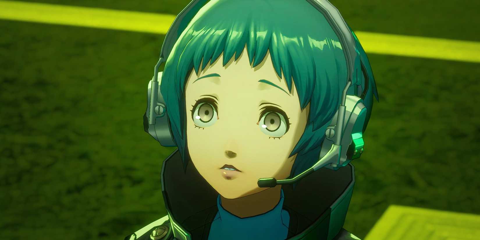 Persona 3 Reload surprised Fuuka Yamagishi looking up