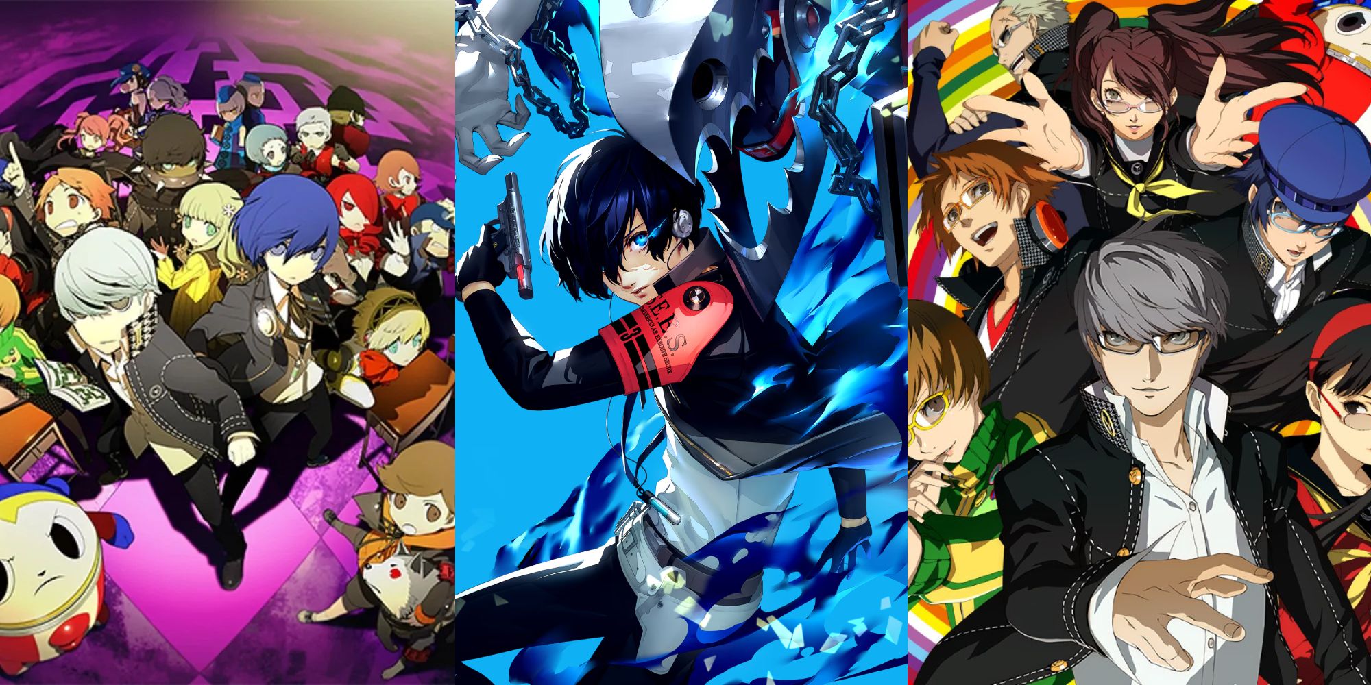 The cover art of three Persona games