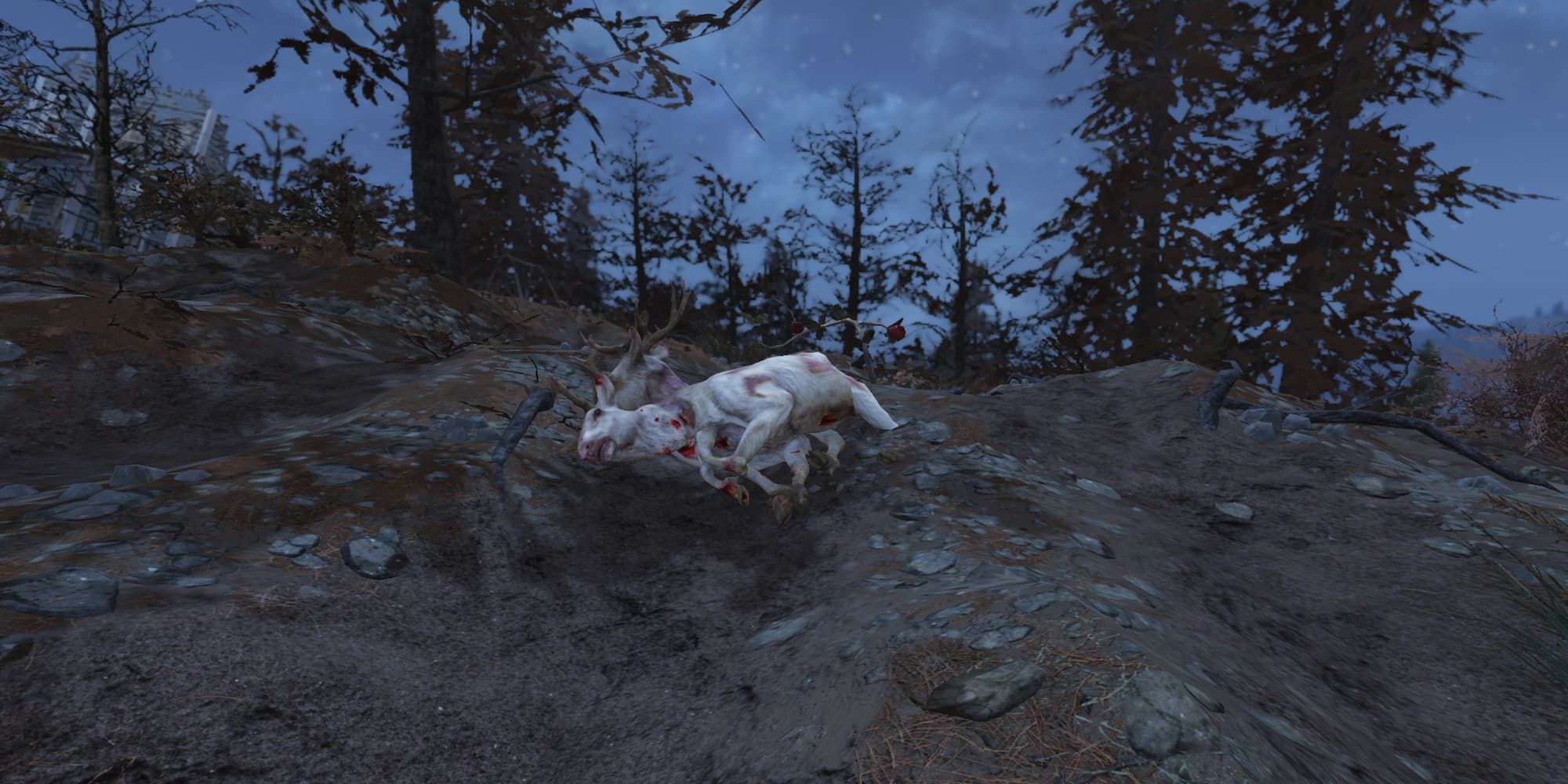 A dead Albino Radstag in Fallout 76