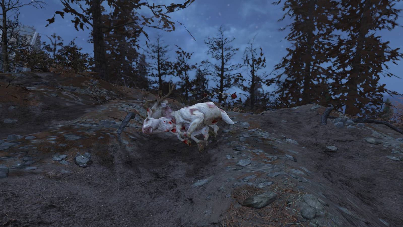 A dead Albino Radstag in Fallout 76
