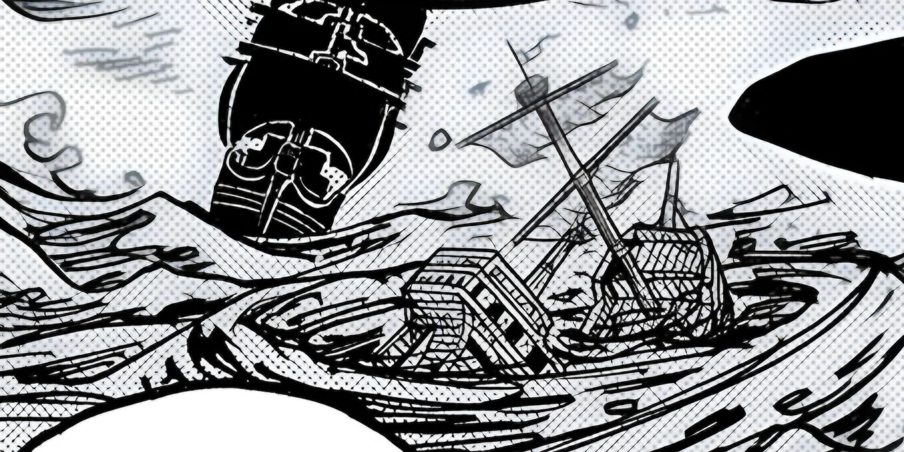 Hinokizu destroys a ship with whirpool