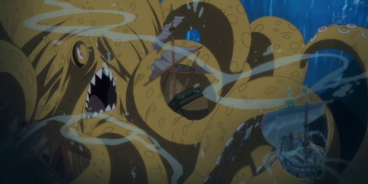 Surume from One Piece destroying a ship