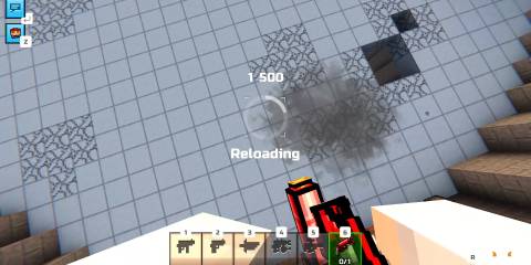 Image of a player in a block crash game in Pixel Gun 3D