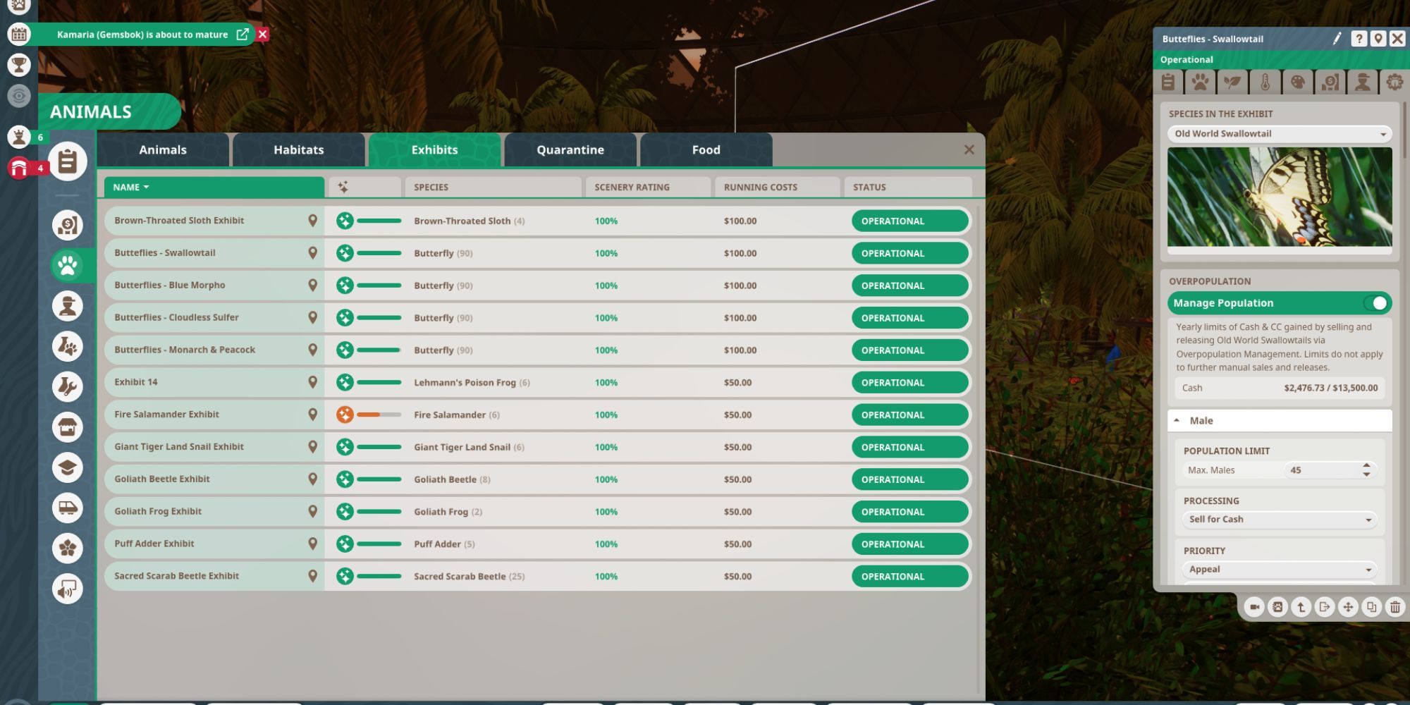 Planet Zoo Exhibit Menu