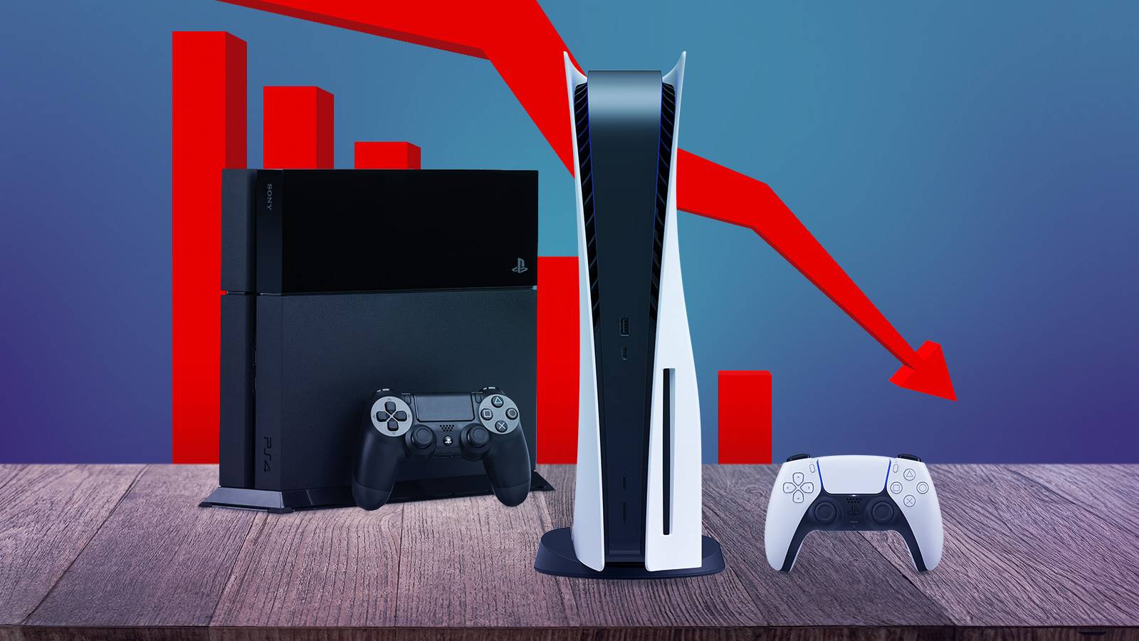 playstation consoles red decline arrow