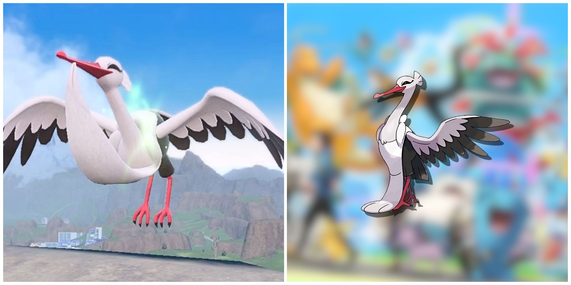 Split image of Bombirdier in-game and Bombirdier in the foreground from Pokemon GO