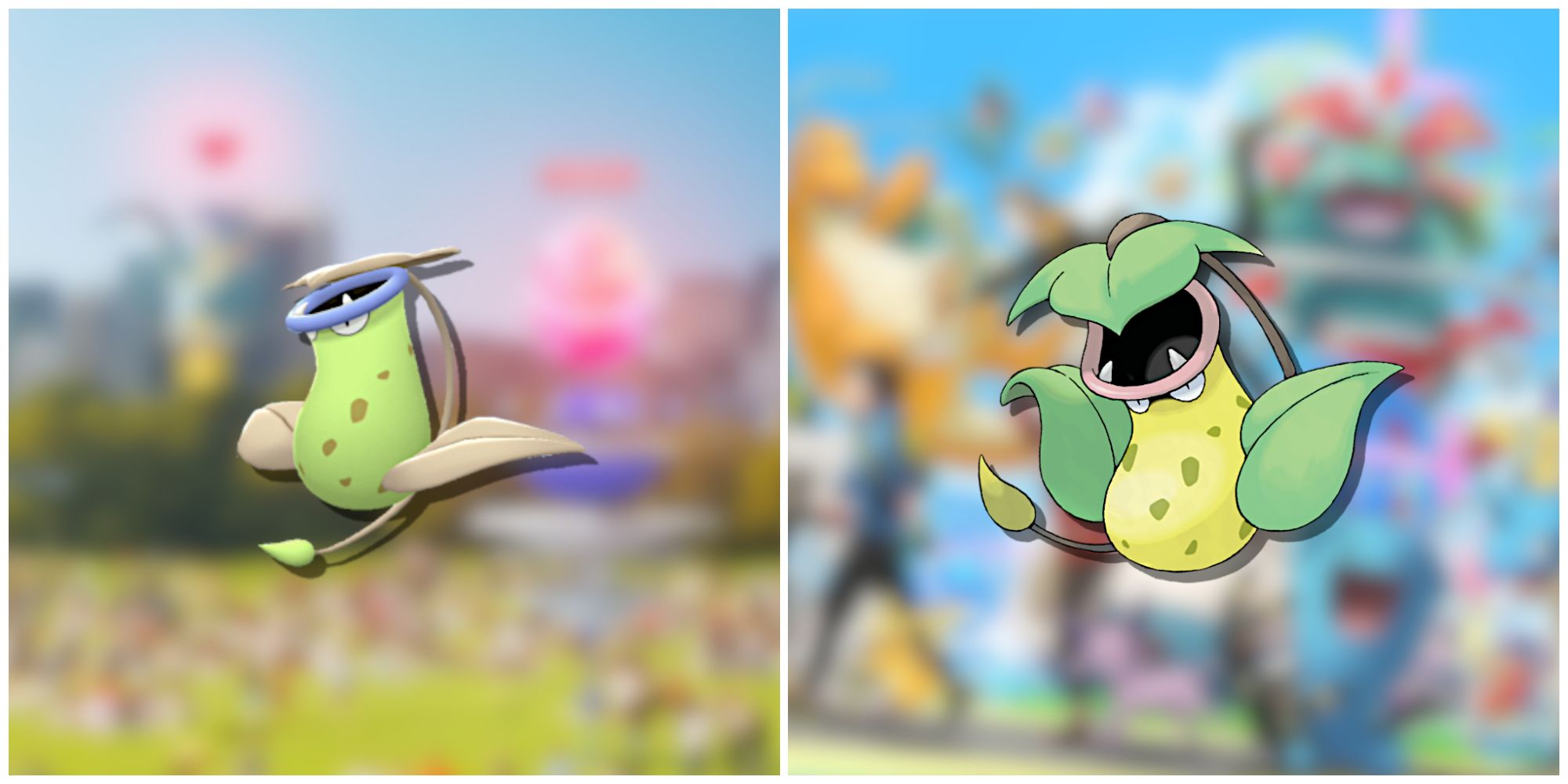 Split image of Shiny Victreebel and Victreebel from Pokemon GO