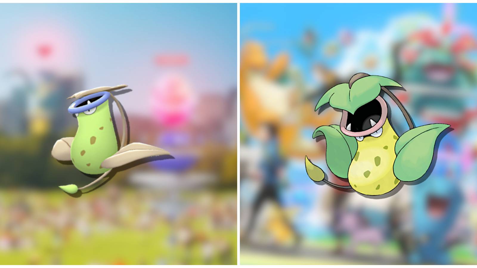 Split image of Shiny Victreebel and Victreebel from Pokemon GO