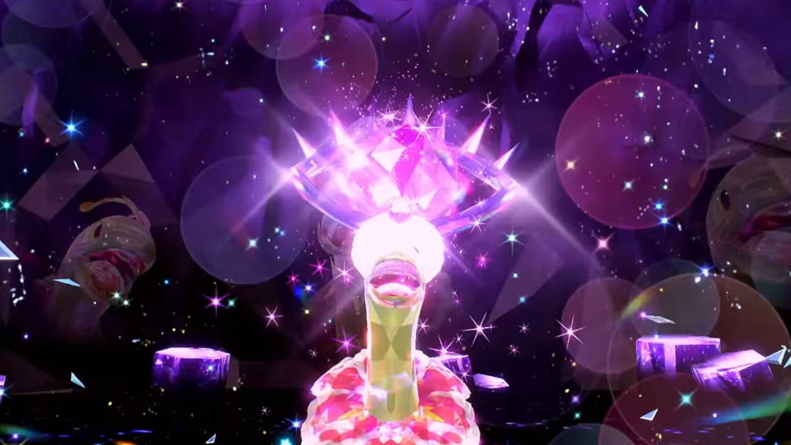 Mightiest Meganium roaring at the start of its raid battle in Pokemon Scarlet and Violet