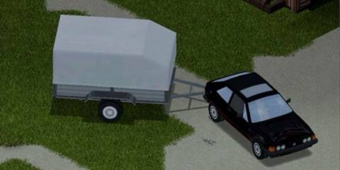 Vehicle with a trailer in Project Zomboid