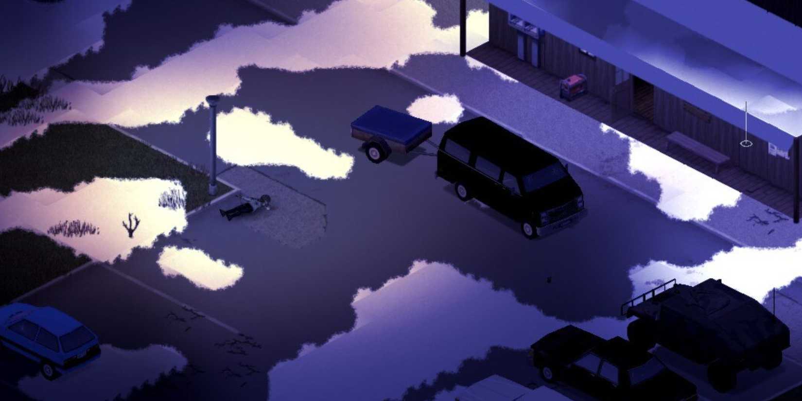 Vehicle with a trailer in Project Zomboid