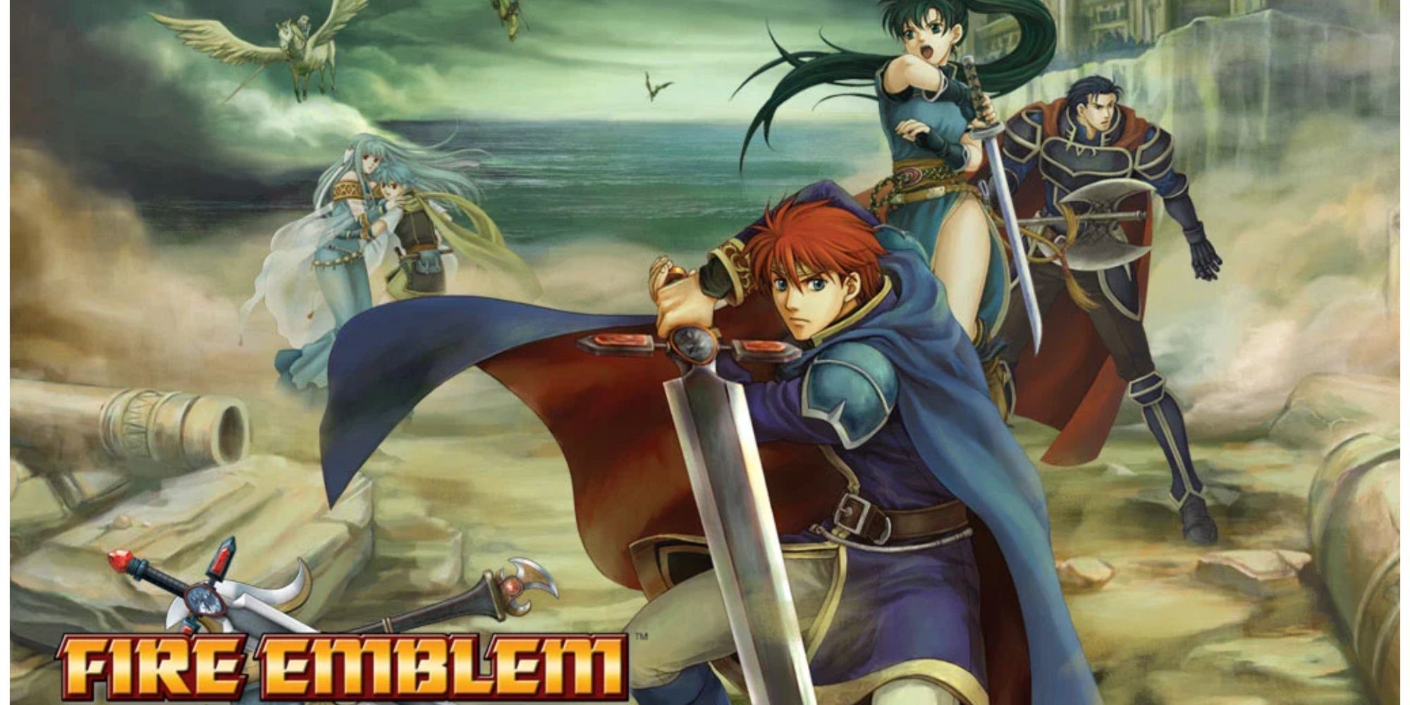 Promo art featuring characters in Fire Emblem The Blazing Blade