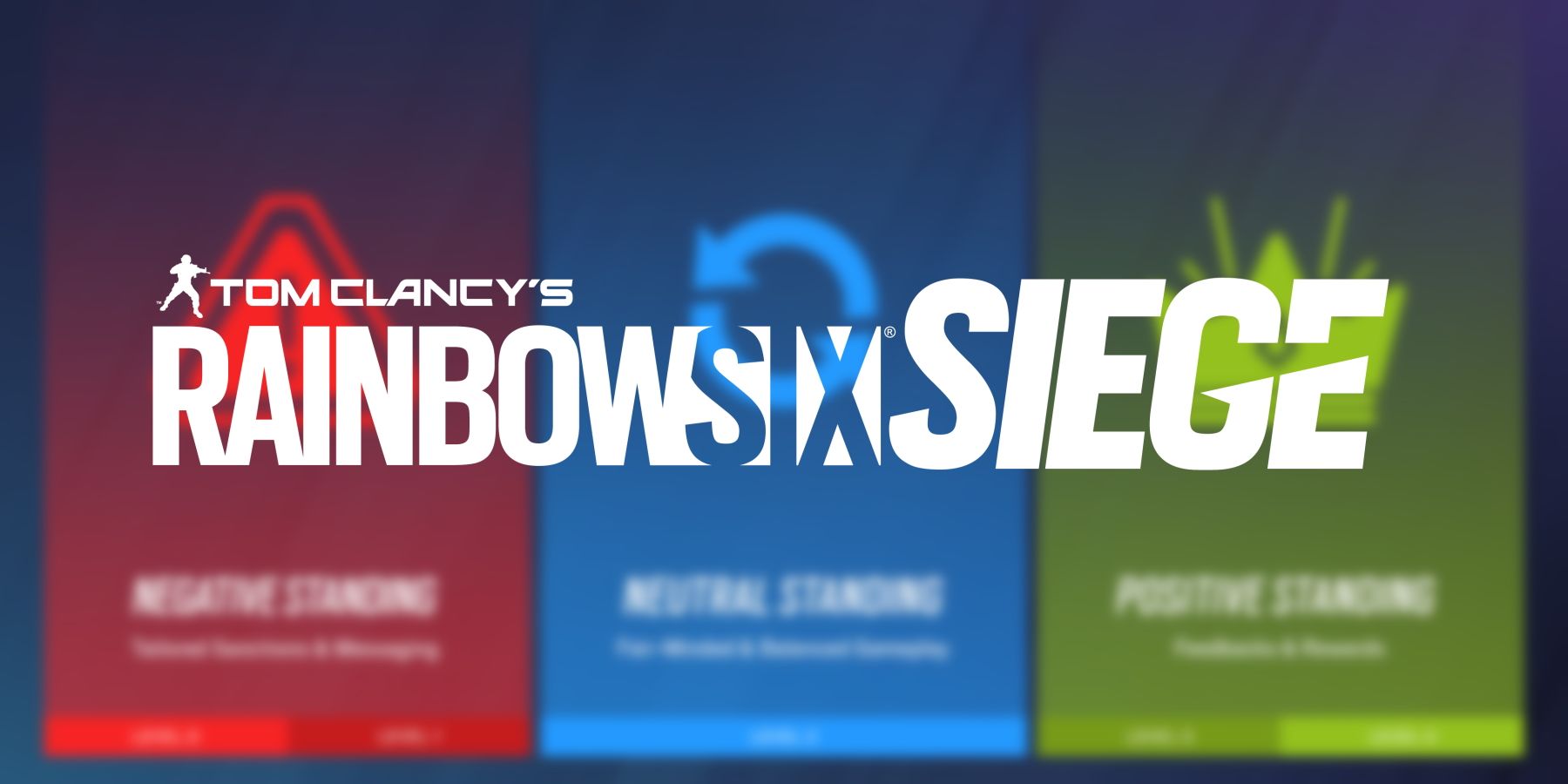 A blurred image of Rainbow Six: Siege's Reputation system, overlayed with the game's logo.