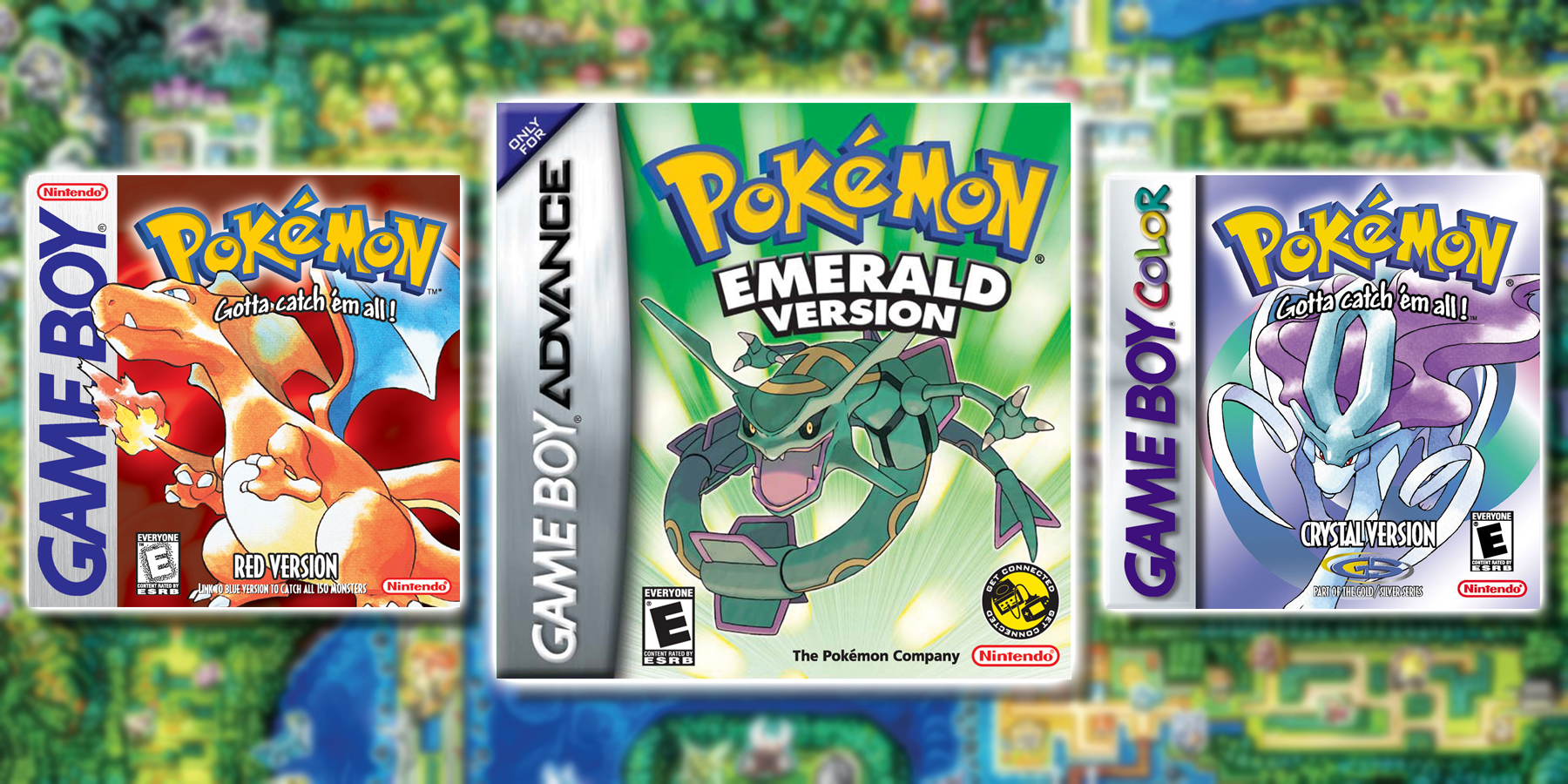 Top 5 Rarest Pokemon Games Thumbnail Covers of Pokemon Emerald Pokemon Red and Pokemon Crystal
