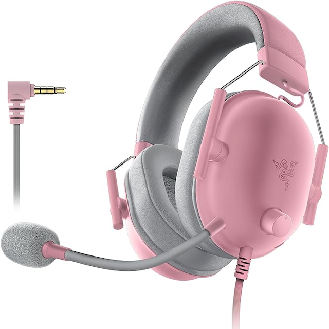 Razer BlackShark V2 X gaming headset in quartz pink